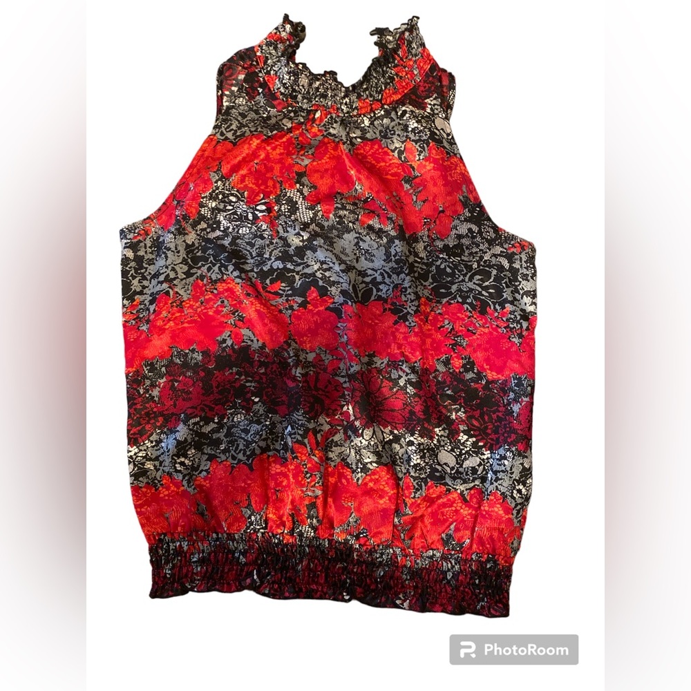 Is Byer Red Floral Sleeveless Top XL Red and Black